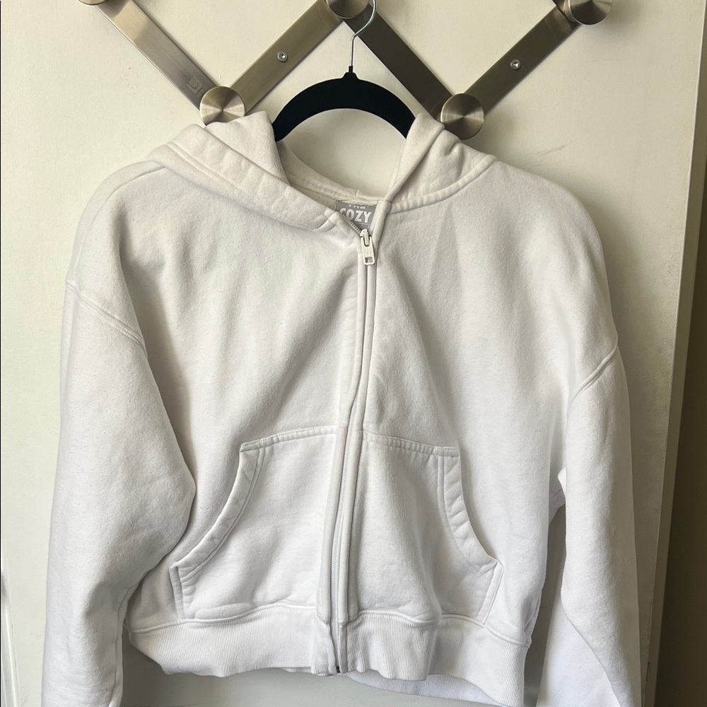 TNA White Zip Hoodie Jacket